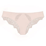 Liberté Crosby Scalloped Cheeky in blush pink featuring a sheer allover lace with scalloped edges.