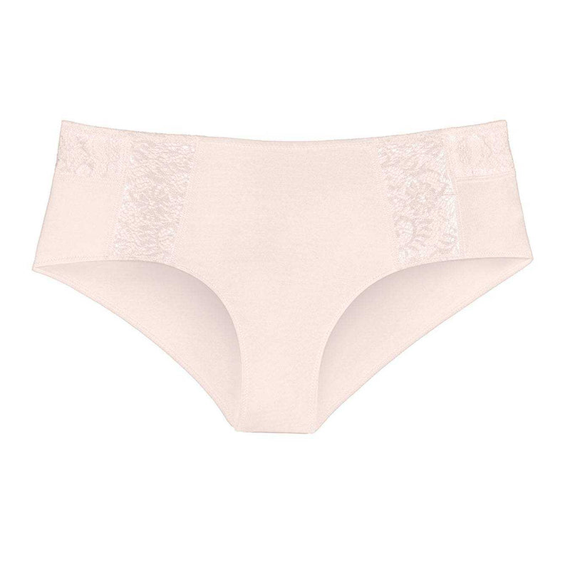 Liberté Mid Rise Hipster in blush pink featuringCrosby performance micro jersey and lace insets.