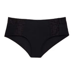 Liberté Mid Rise Hipster in black featuringCrosby performance micro jersey and lace insets.